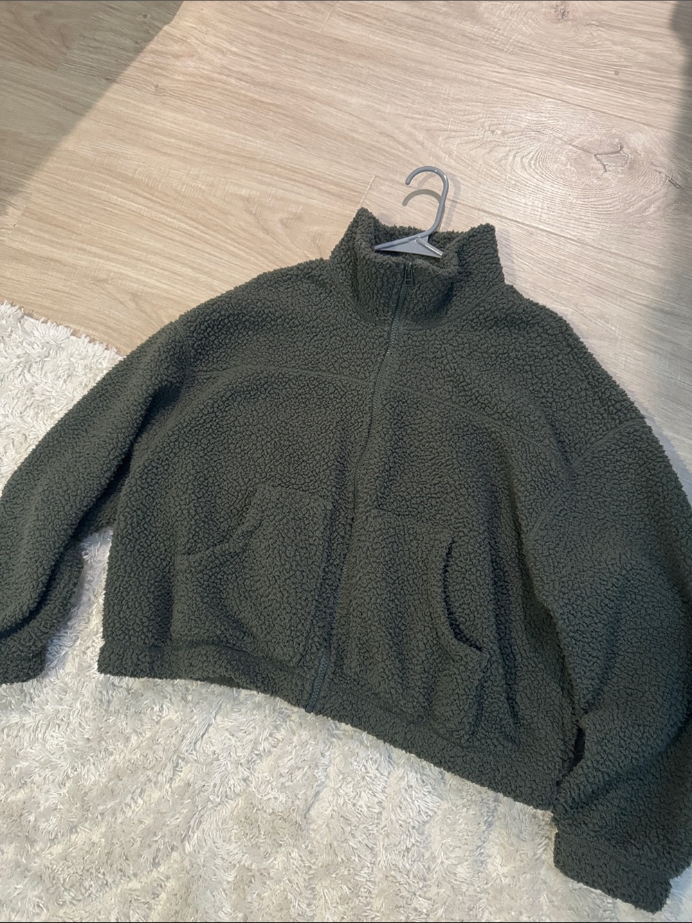 Old Navy Olive Green Sherpa Puffer Jacket